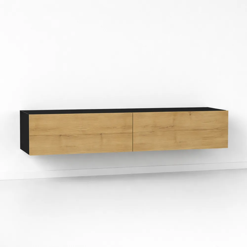 Mobile TV da Parete con Mensola e Ante a Ribalta per Soggiorno