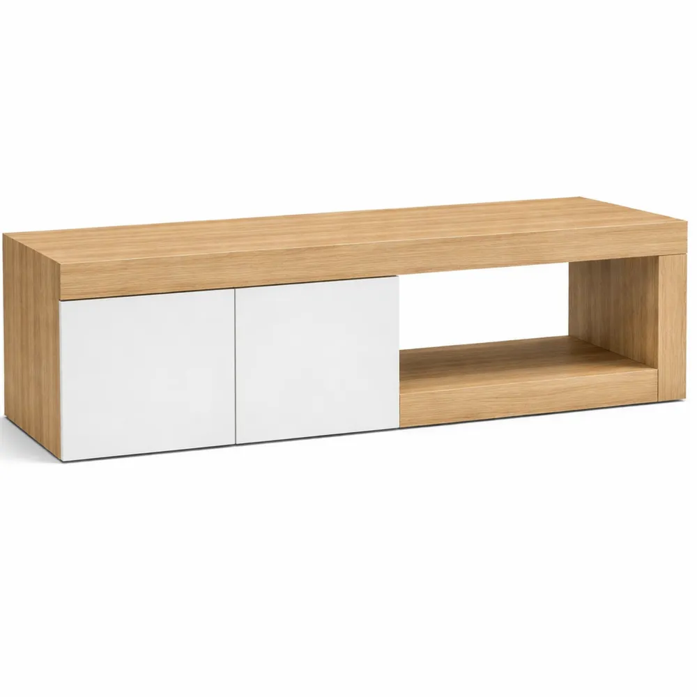 Mobile Porta TV 60" con Armadietto e Ripiano Aperto, per Salone e Soggiorno