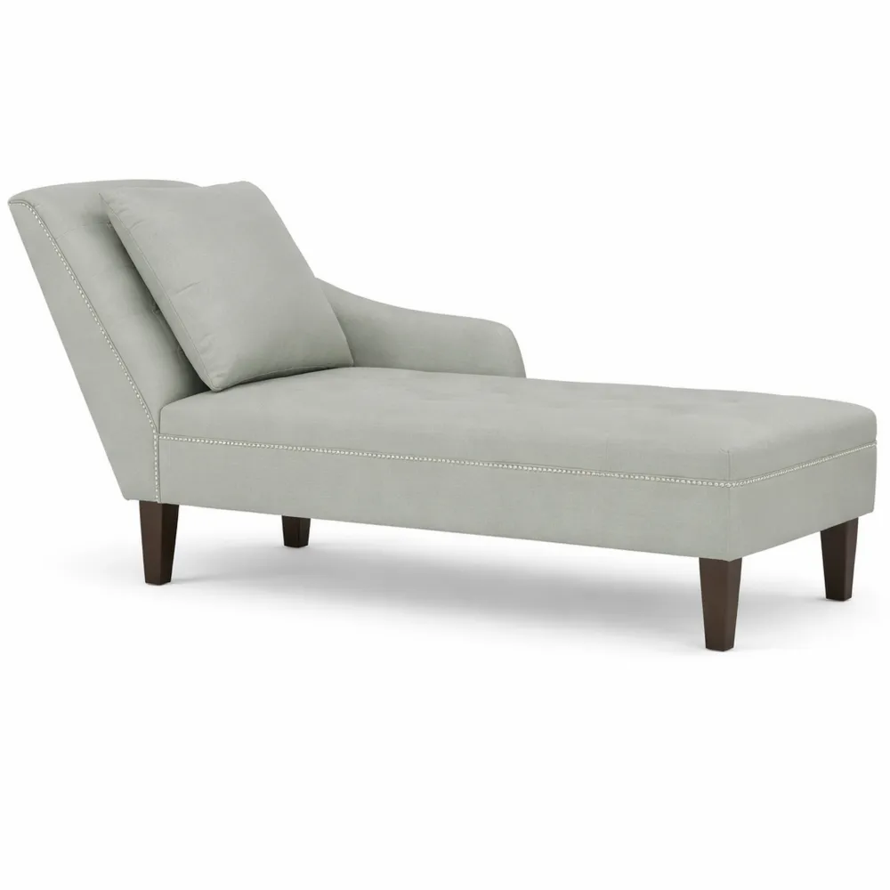 Sdraio in Velluto Grigio Chiaro con Bracciolo Destro e Cuscino