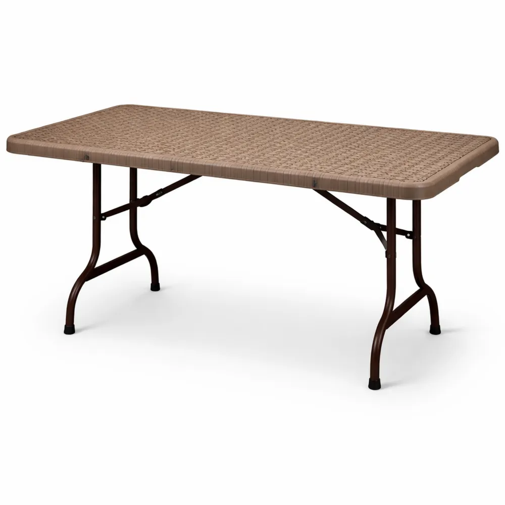 Tavolo pieghevole rattan per giardino e balcone 180x75cm, 6 persone