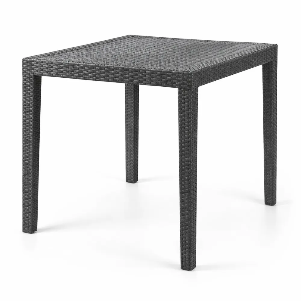 Tavolo da giardino quadrato effetto rattan antracite, 79x79x72 cm