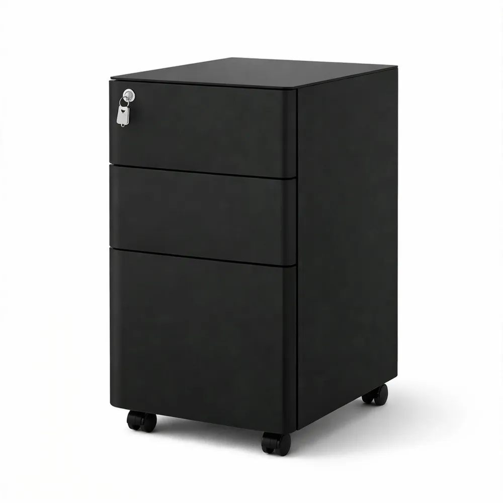 Cassettiera a 3 Cassetti con Serratura per Ufficio, Organizer con Ruote per Documenti A4