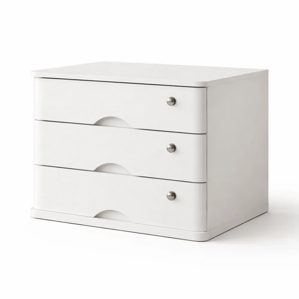 Schedario in legno con serratura, 3 cassetti per documenti A4, ideale per ufficio e casa