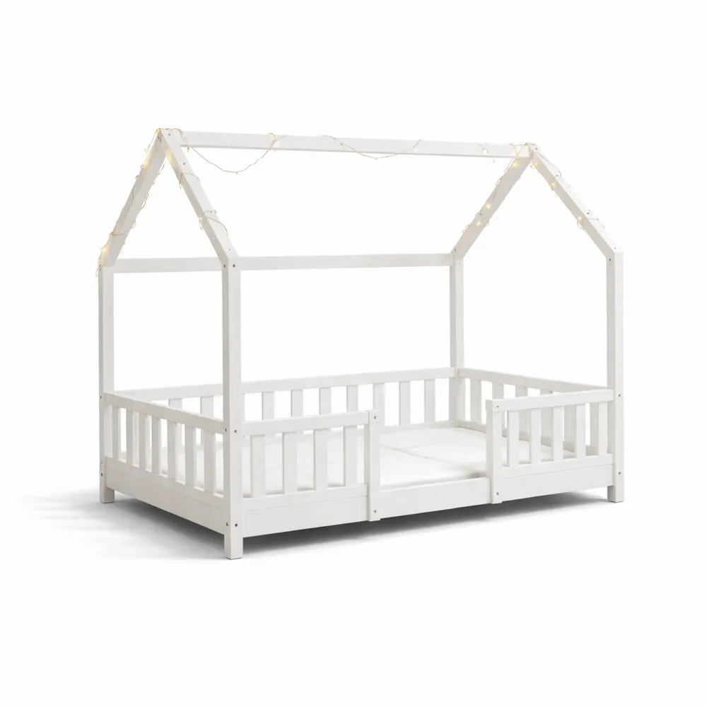 Letto Singolo Bambini con Barriere Protettive in Legno 80x160 cm Bianco