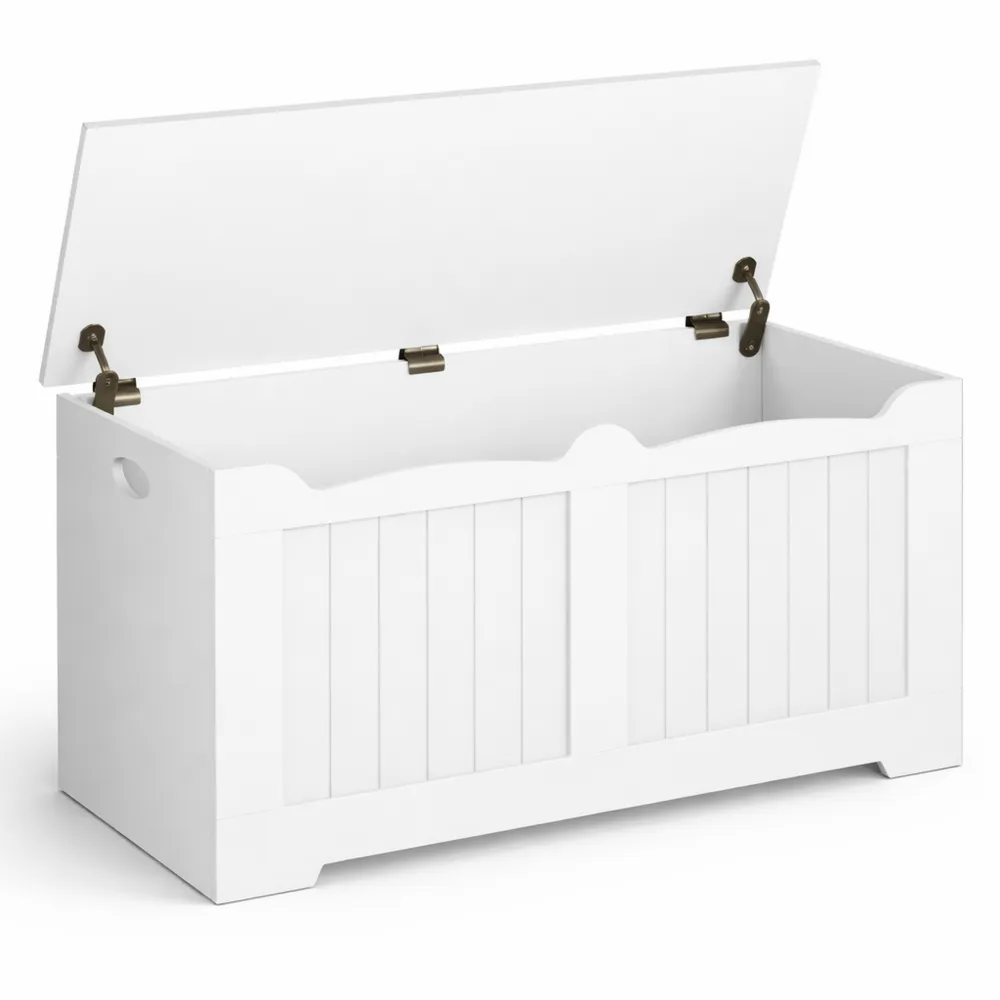 Panca con Scomparti e Pouf Organizzatore per Corridoio, 40x100x48 cm, Bianco