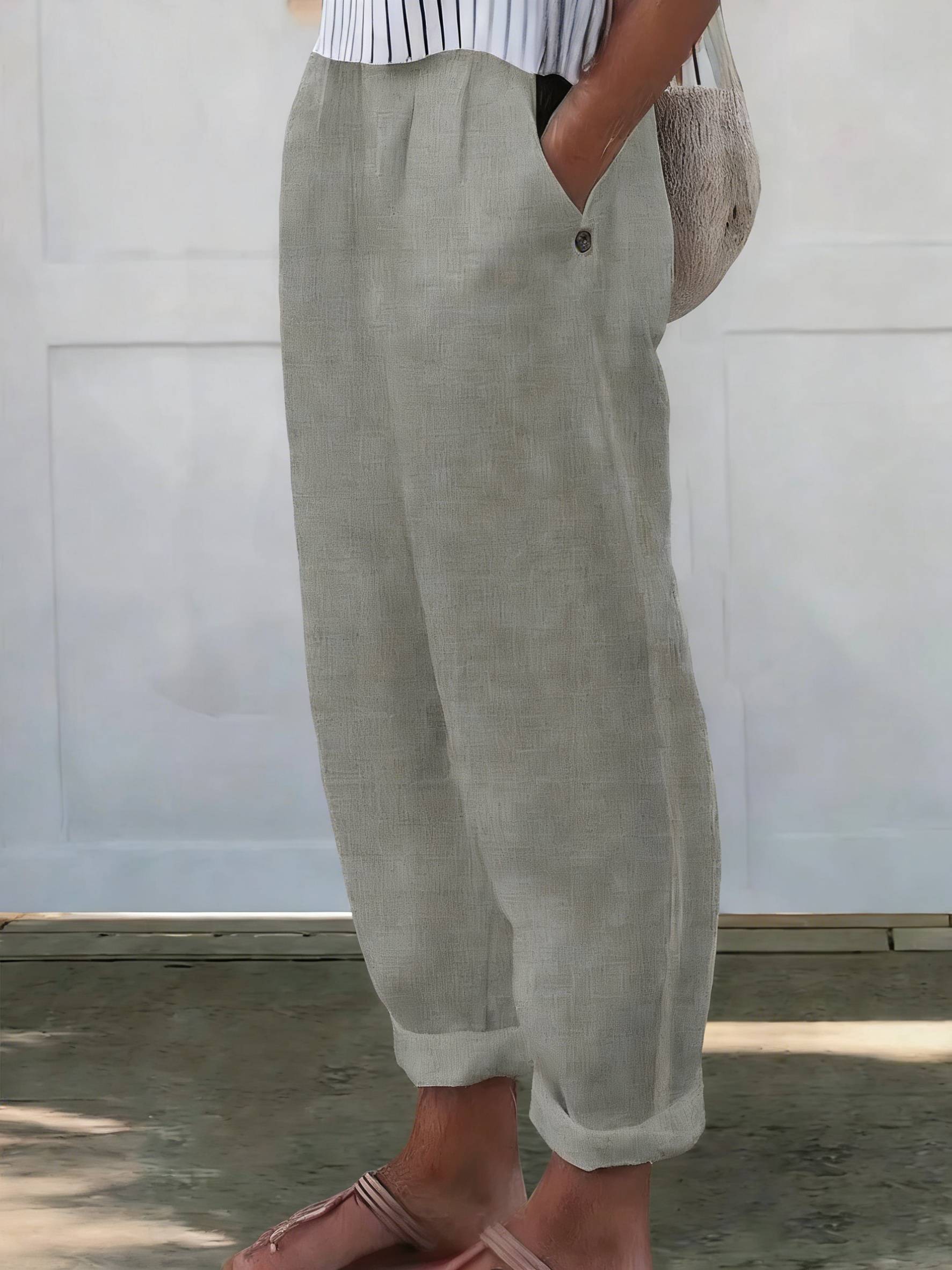 Women's Printed Cotton And Linen Casual Pants