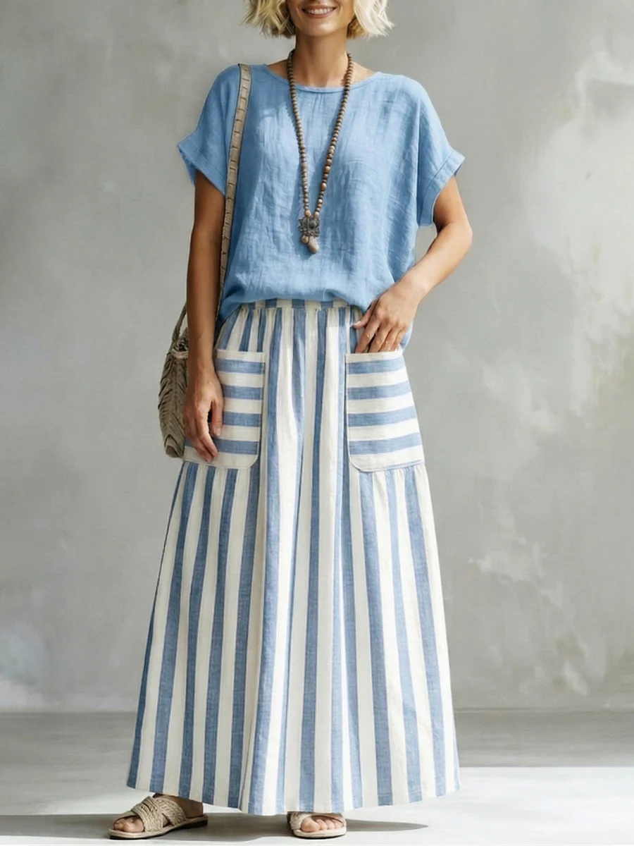 cozy-loose-fit-striped-cotton-linen-two-piece-set