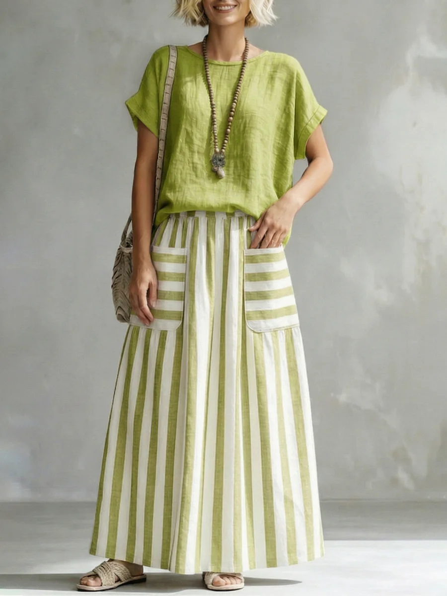 cozy-loose-fit-striped-cotton-linen-two-piece-set