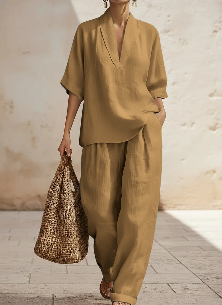 ⏰ LAST DAY SAVE 50%Women's Casual And Cozy Minimalist Linen Two-piece Set