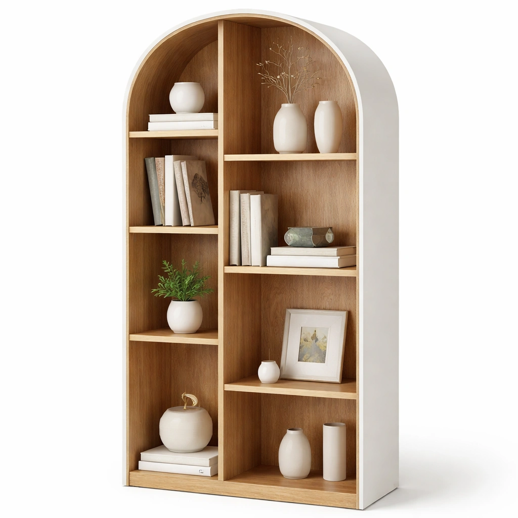 Regal aus holz mit bogenform-kerlnova