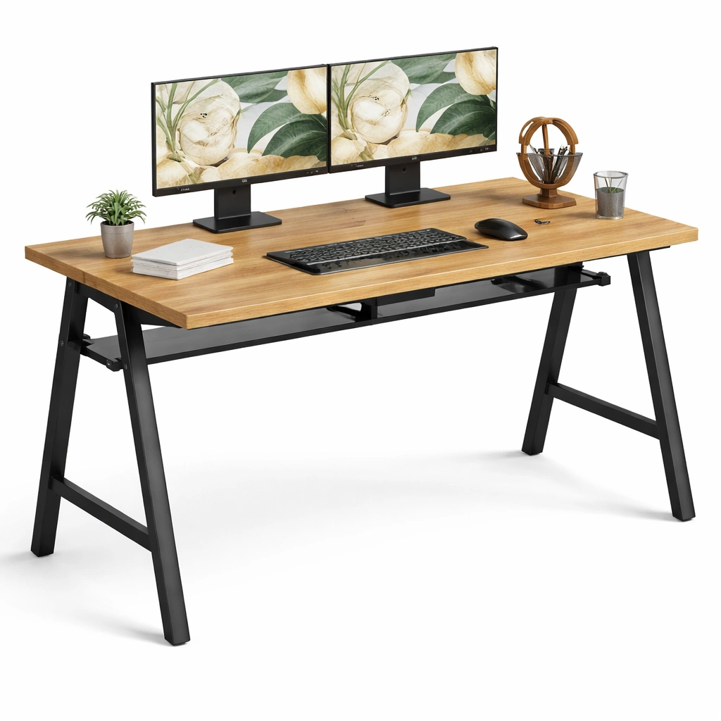 Schreibtisch modern schwarz und holz-kerlnova