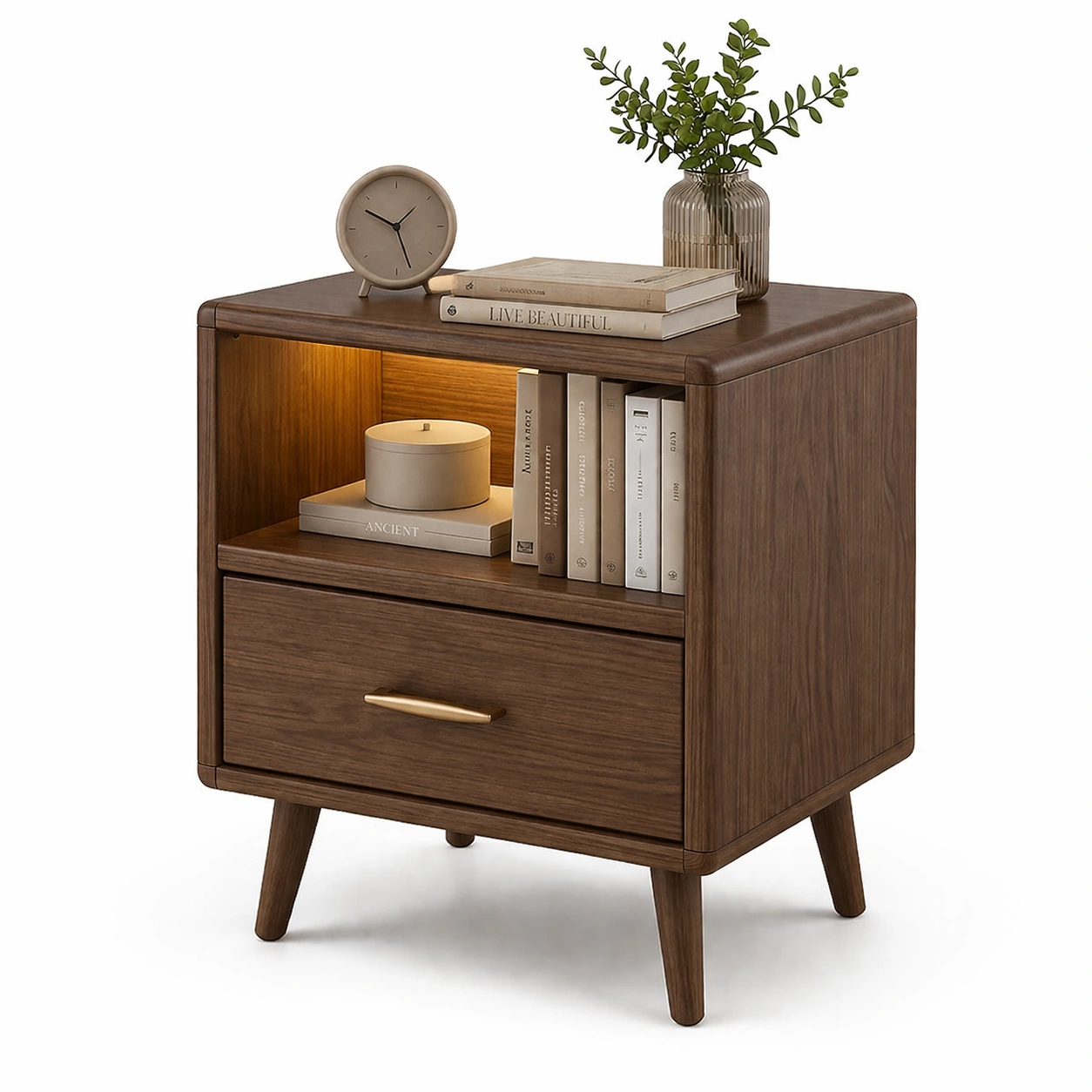 Nachttisch braun mit schublade-kerlnova