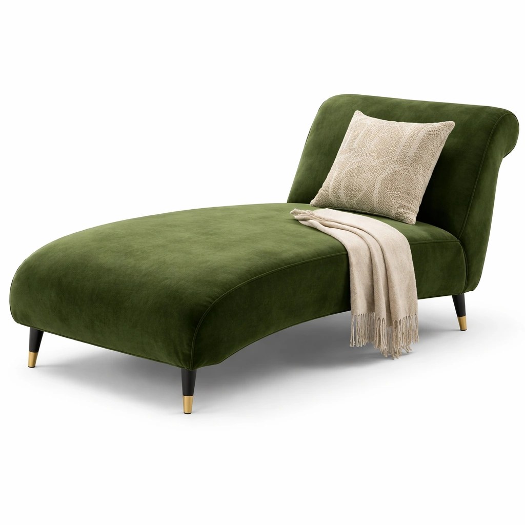 Chaise longue gruen gebogen-kerlnova