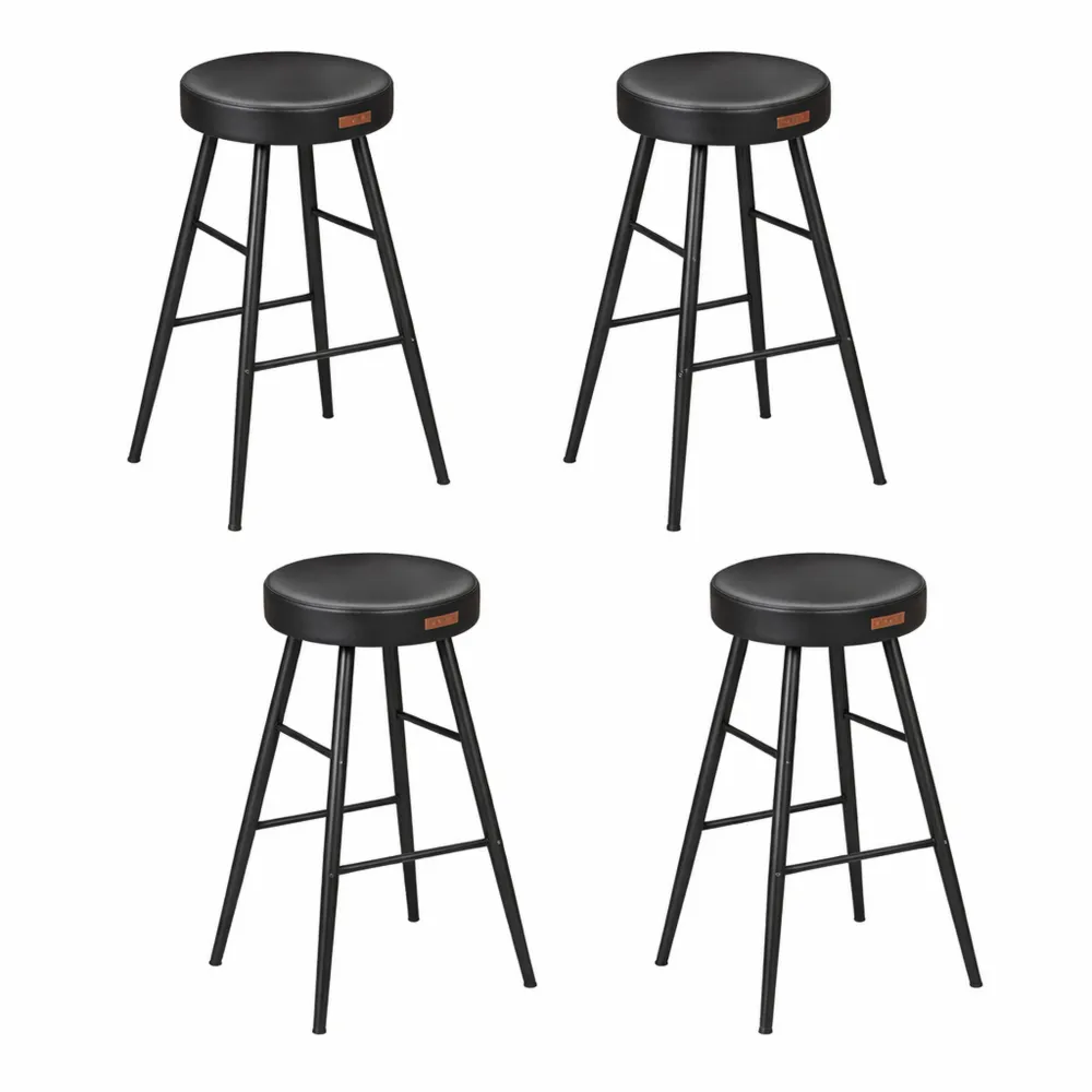 Set di 4 sgabelli alti da bar in PU, design moderno, altezza 63 cm, nero