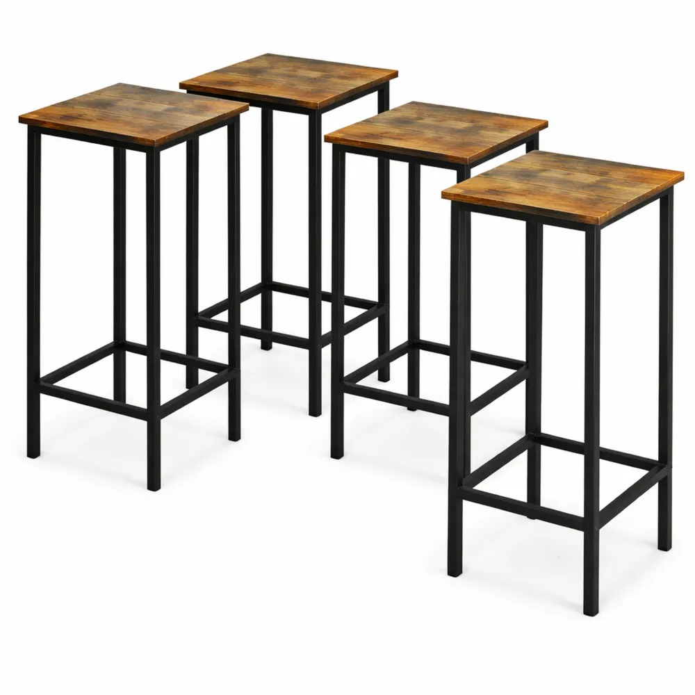 Set di 4 sgabelli da bar industriali con poggiapiedi in ferro, per cucina, bistrot, caffè, capacità 150KG, 30x30x72cm