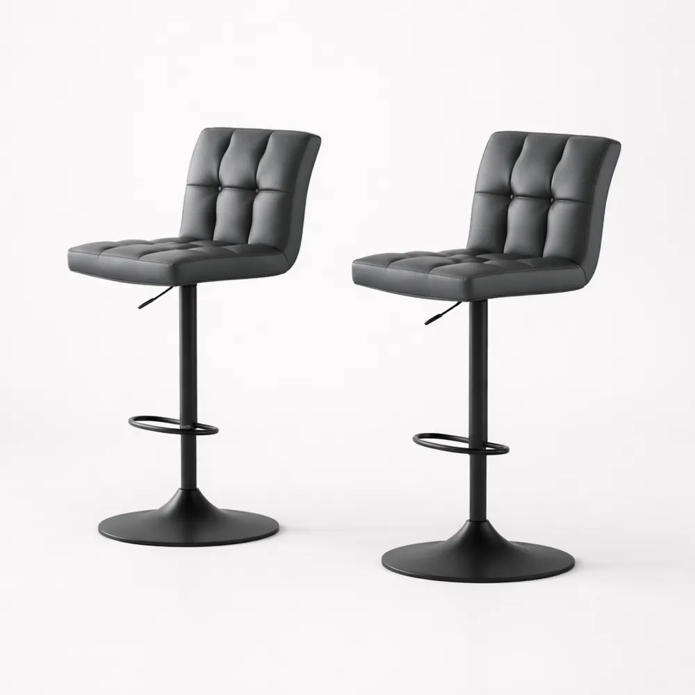 Set di 2 sgabelli da bar girevoli in pelle PU regolabili con schienale