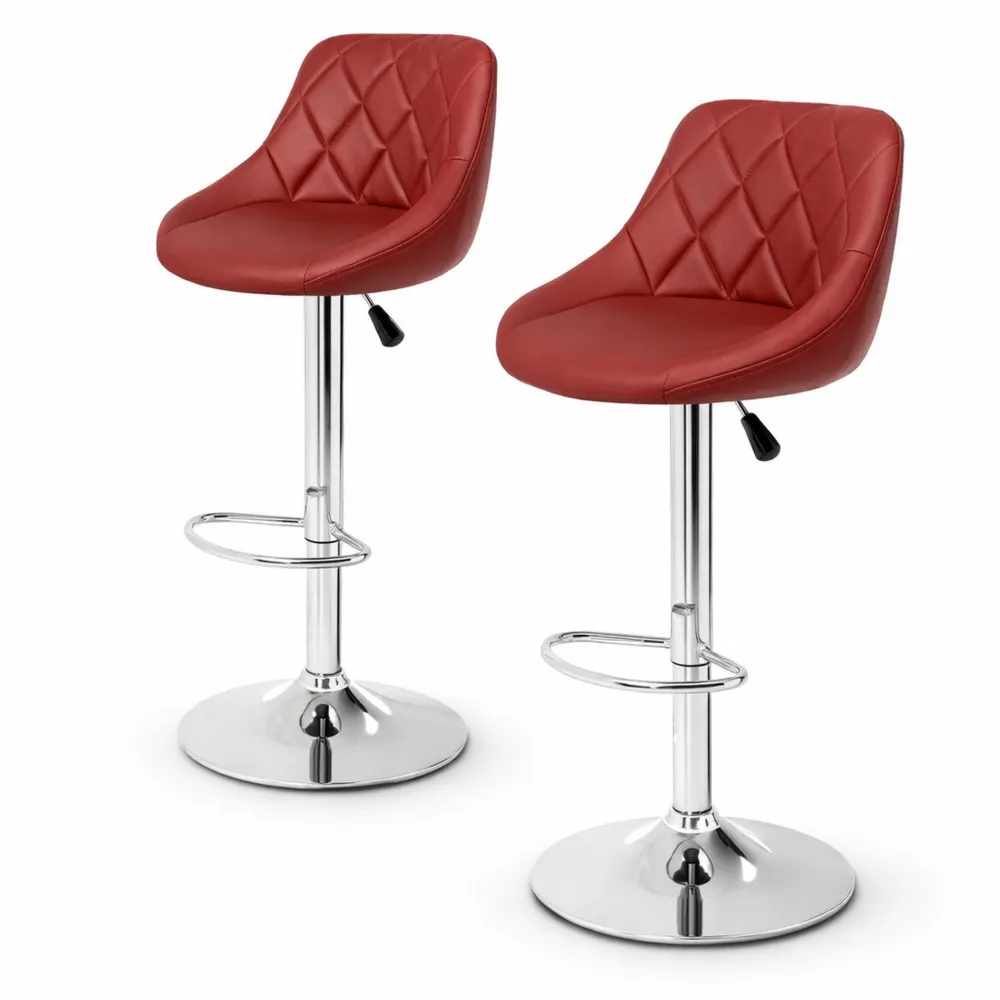 Set di 2 sgabelli da bar moderni con schienale, rotazione 360°, regolabili in altezza, colori assortiti