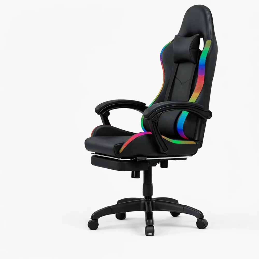 Sedia da Gaming Ergonomica con Poggiapiedi e Luci LED