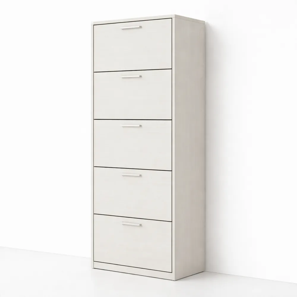 Scarpiera Verticale Salvaspazio in Legno con 5 Ante, Moderna e Adatta a Diversi Stili di Arredamento