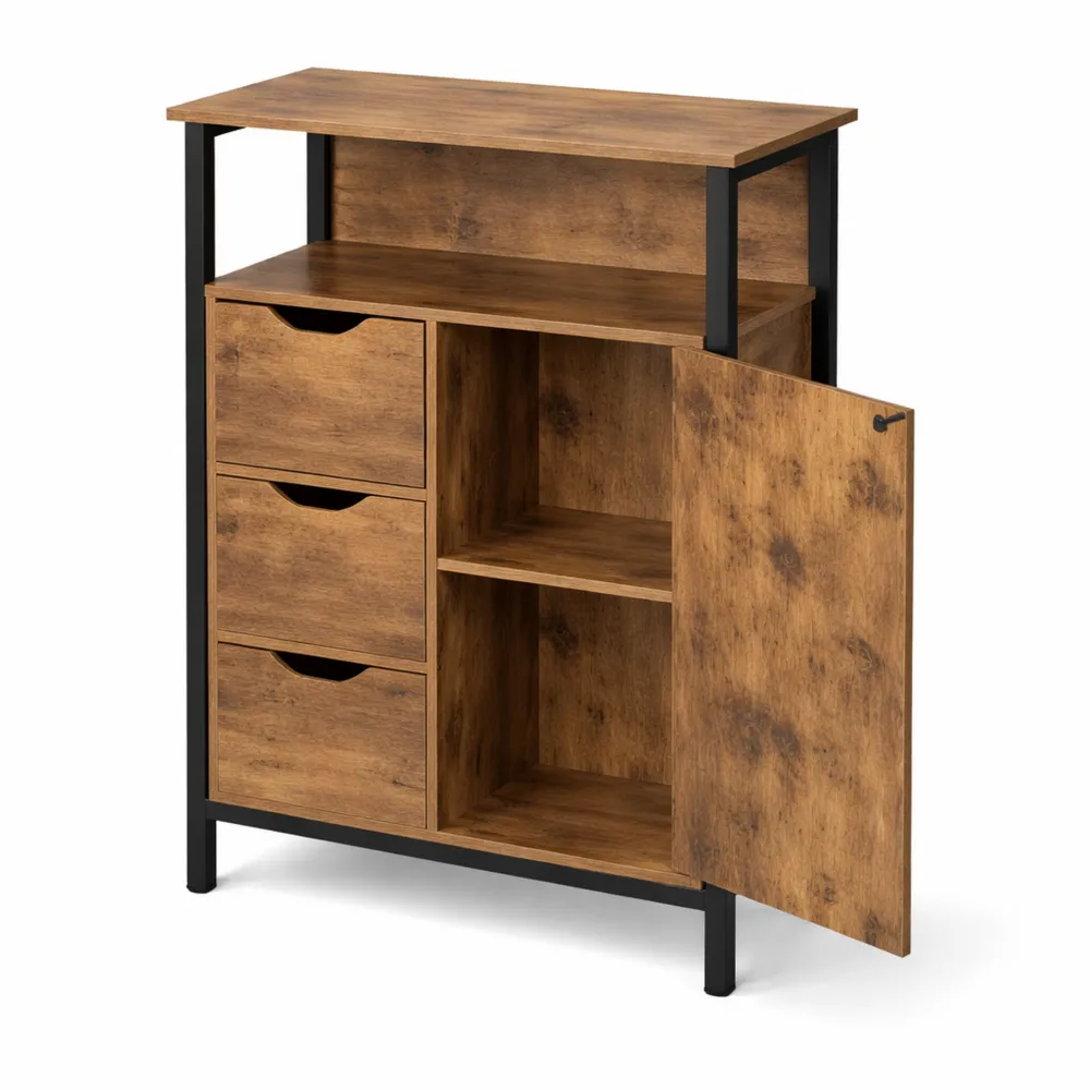 Armadietto da Bagno Multiuso con Cassetto e Ripiano Regolabile