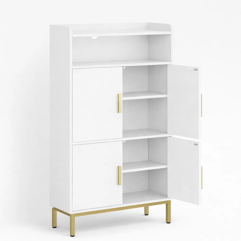 Mobile da bagno con 2 ante e spazio aperto, ripiani regolabili, salvaspazio, 30x60x120 cm, bianco