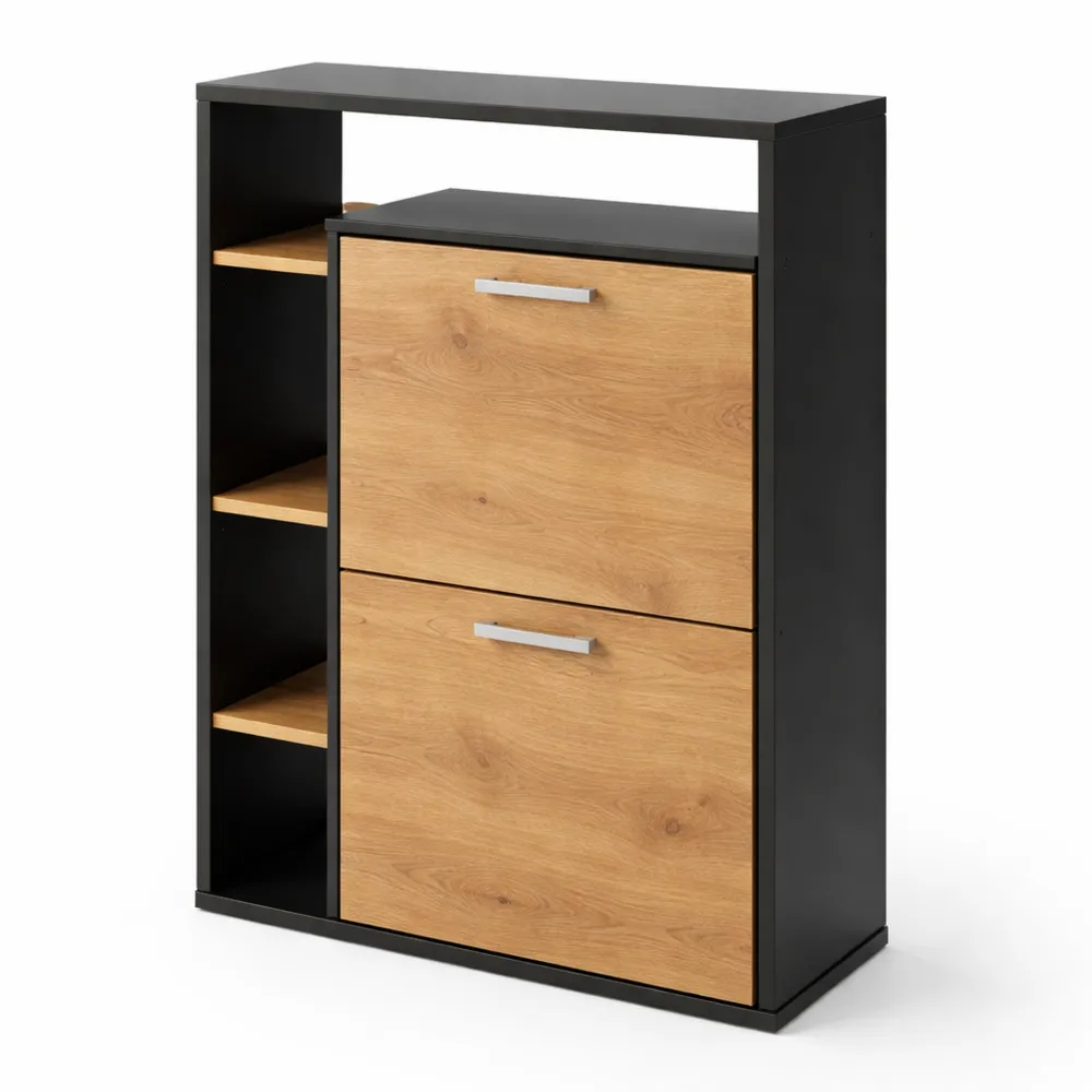 Scarpiera da ingresso a 2 scomparti in quercia dorata