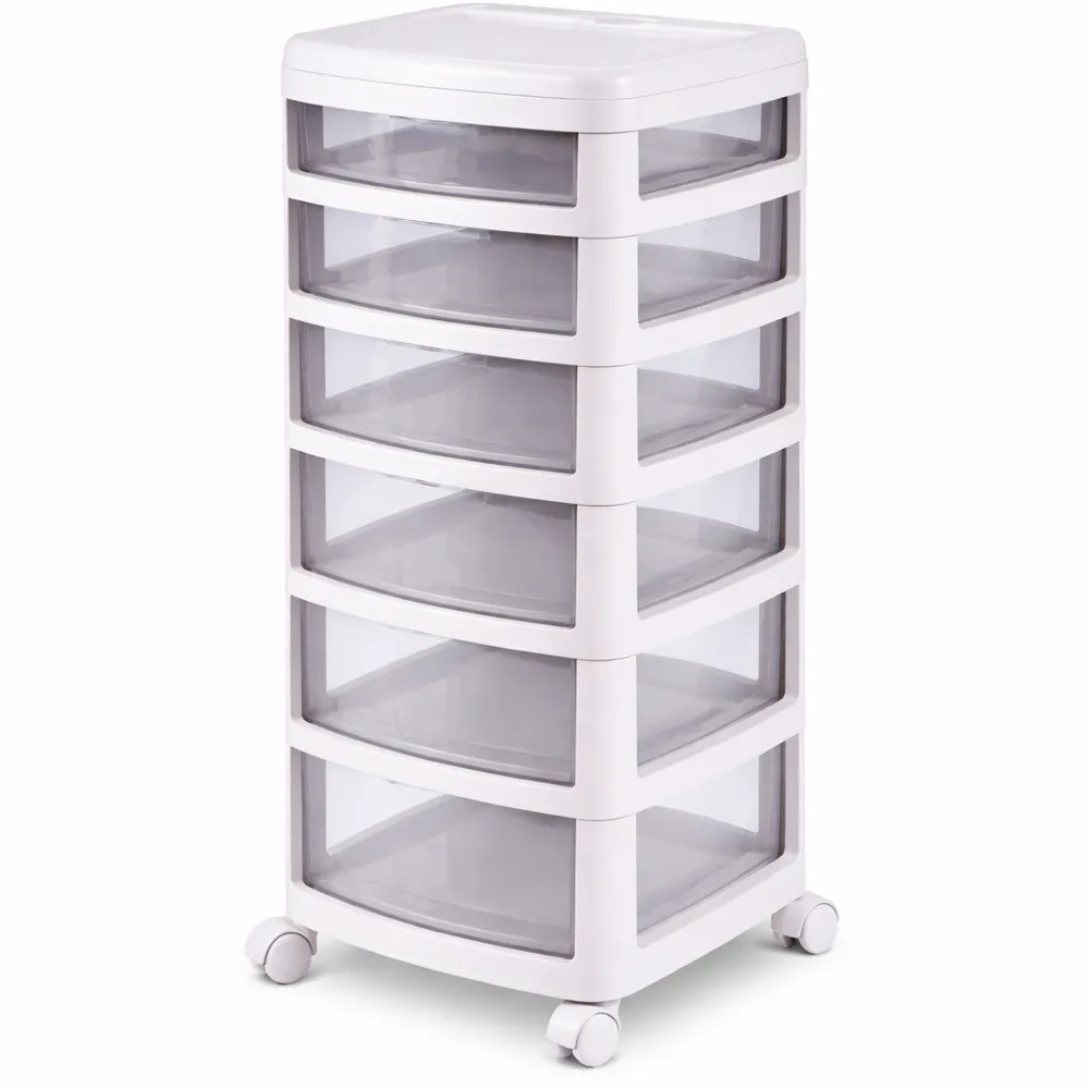 Cassettiera multistrato per cosmetici con ruote, mobile autoportante per bagno e camera