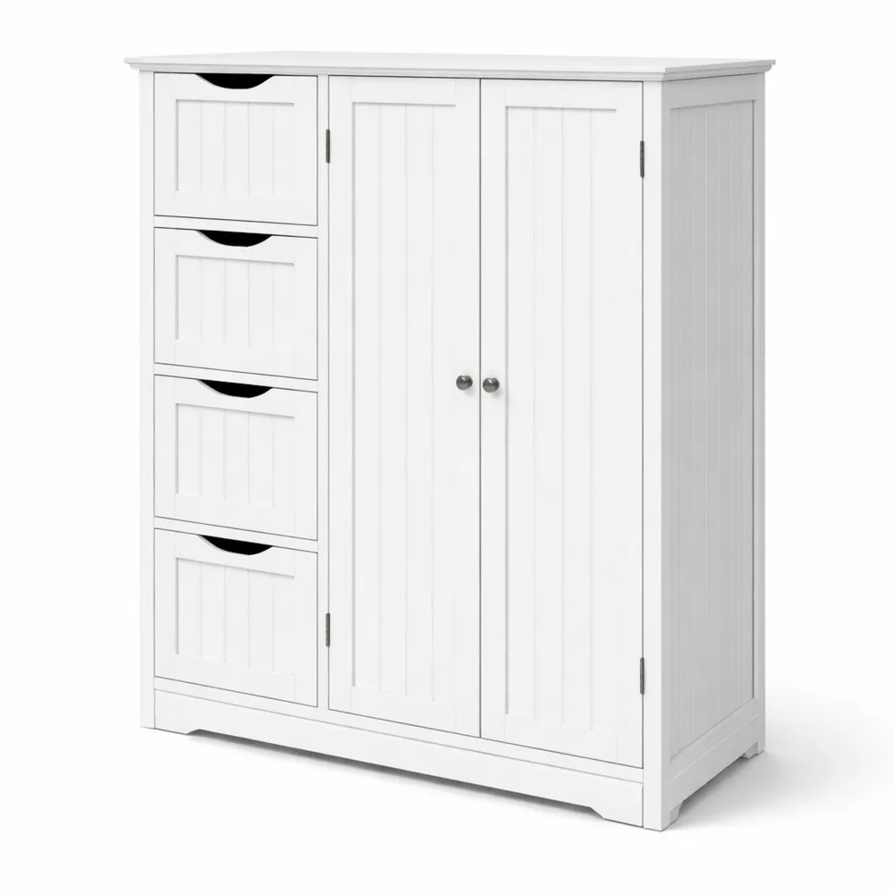 Armadio da bagno moderno con 4 cassetti e ripiani regolabili