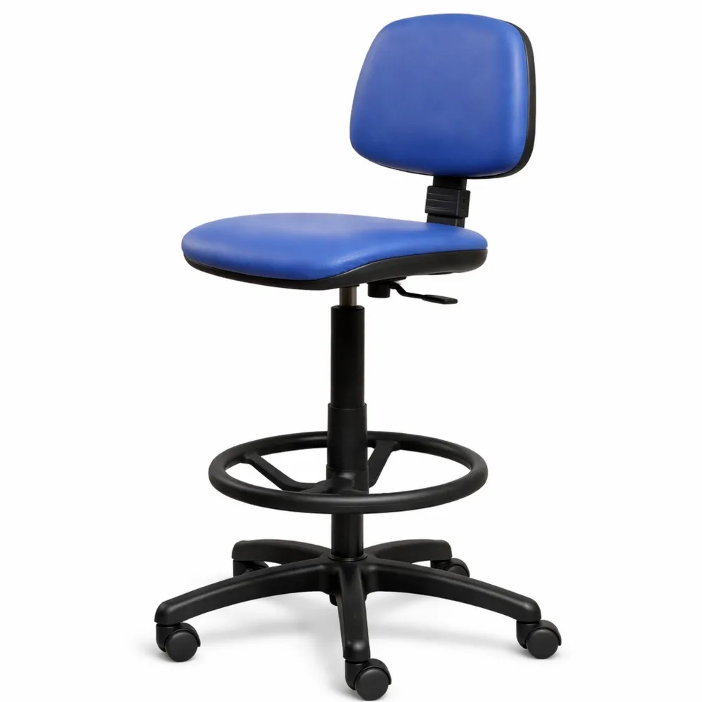 Sgabello Alto in Ecopelle Nera per Bar e Bancone