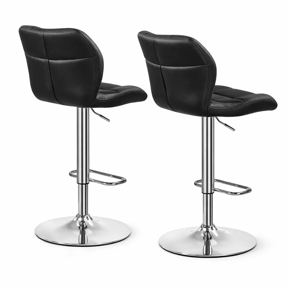 Coppia di sgabelli da bar moderni in similpelle con schienale girevole e altezza regolabile