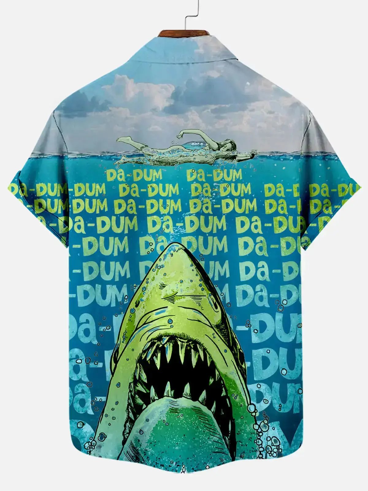 Men's Hawaiian Great White Shark Pattern Short Sleeve Shirt