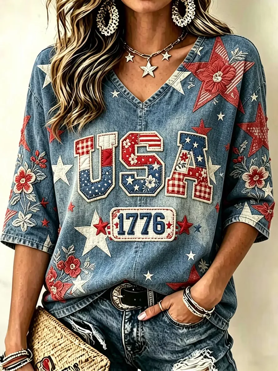 Women's USA 250th Anniversary Printed T-shirt