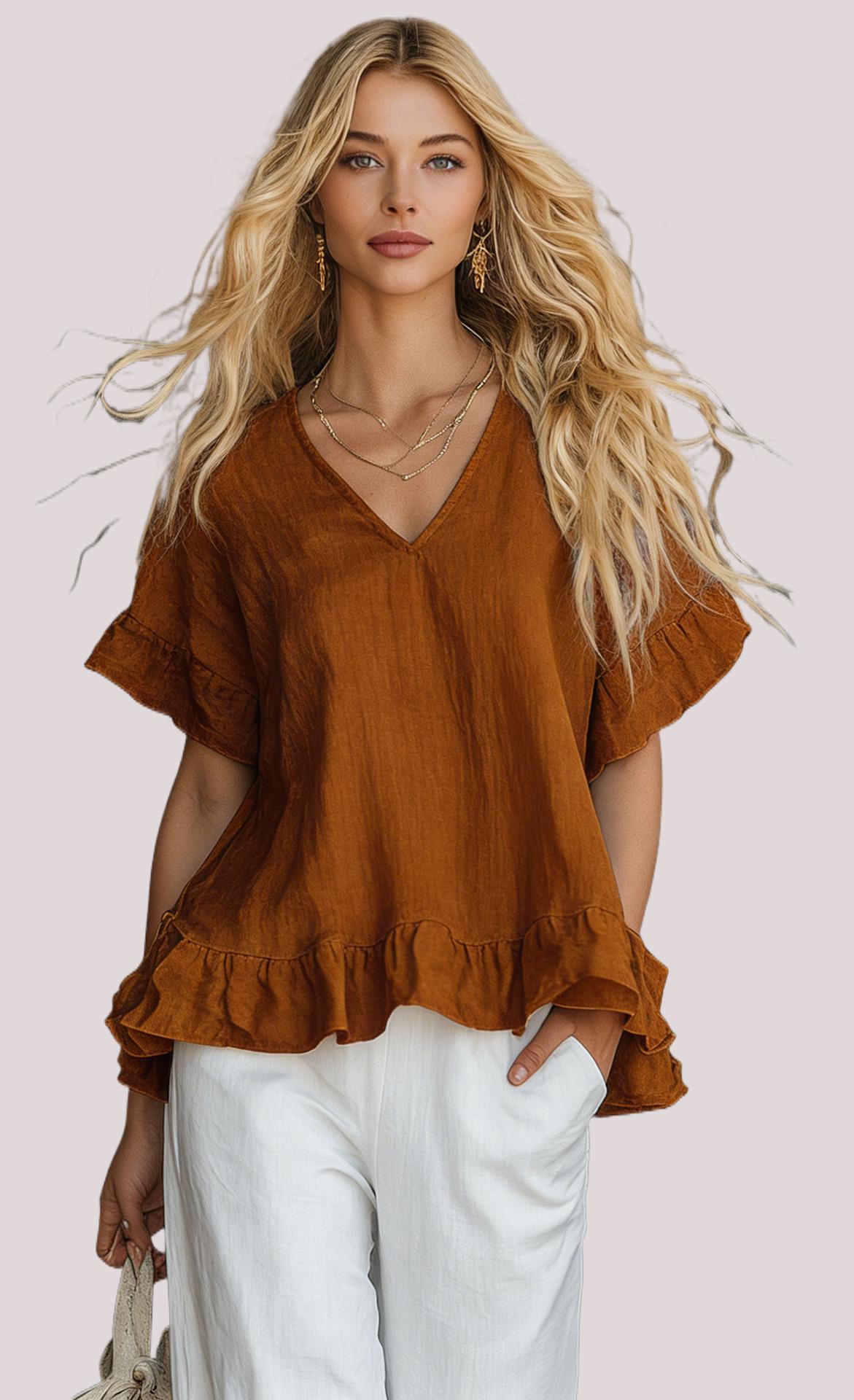 NEW ARRIVALS🔥 Women's Cozy Ruffled Cotton Shirt Top