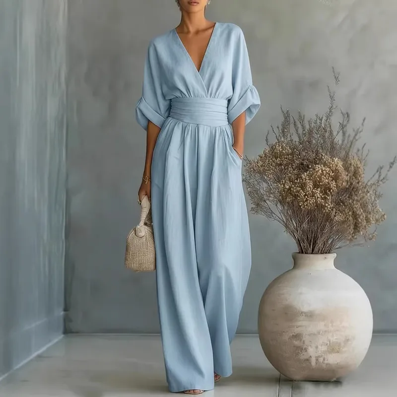 Women's Minimalist Cotton And Linen Wide-leg Pants Three-piece Set