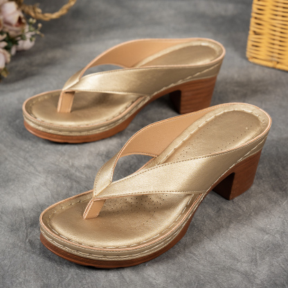 Women's Fashion Split Toe Design Outdoor Beach Non-Slip Thick Wedge Slippers