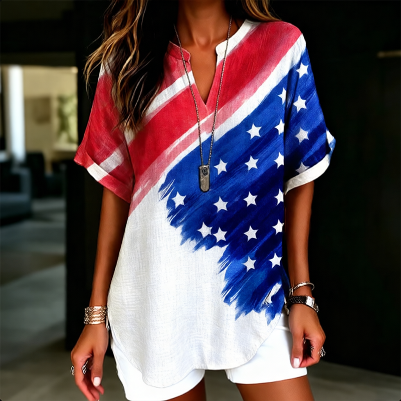 Women's US 250th Anniversary Casual Cotton-Linen Top