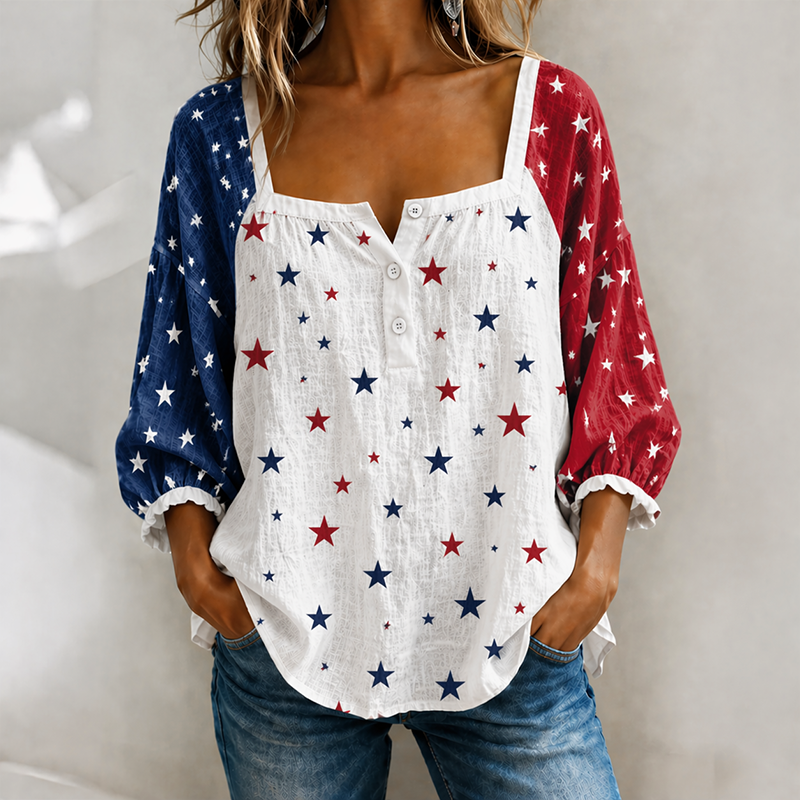 Women's US 250th Anniversary Casual Cotton-Linen Top