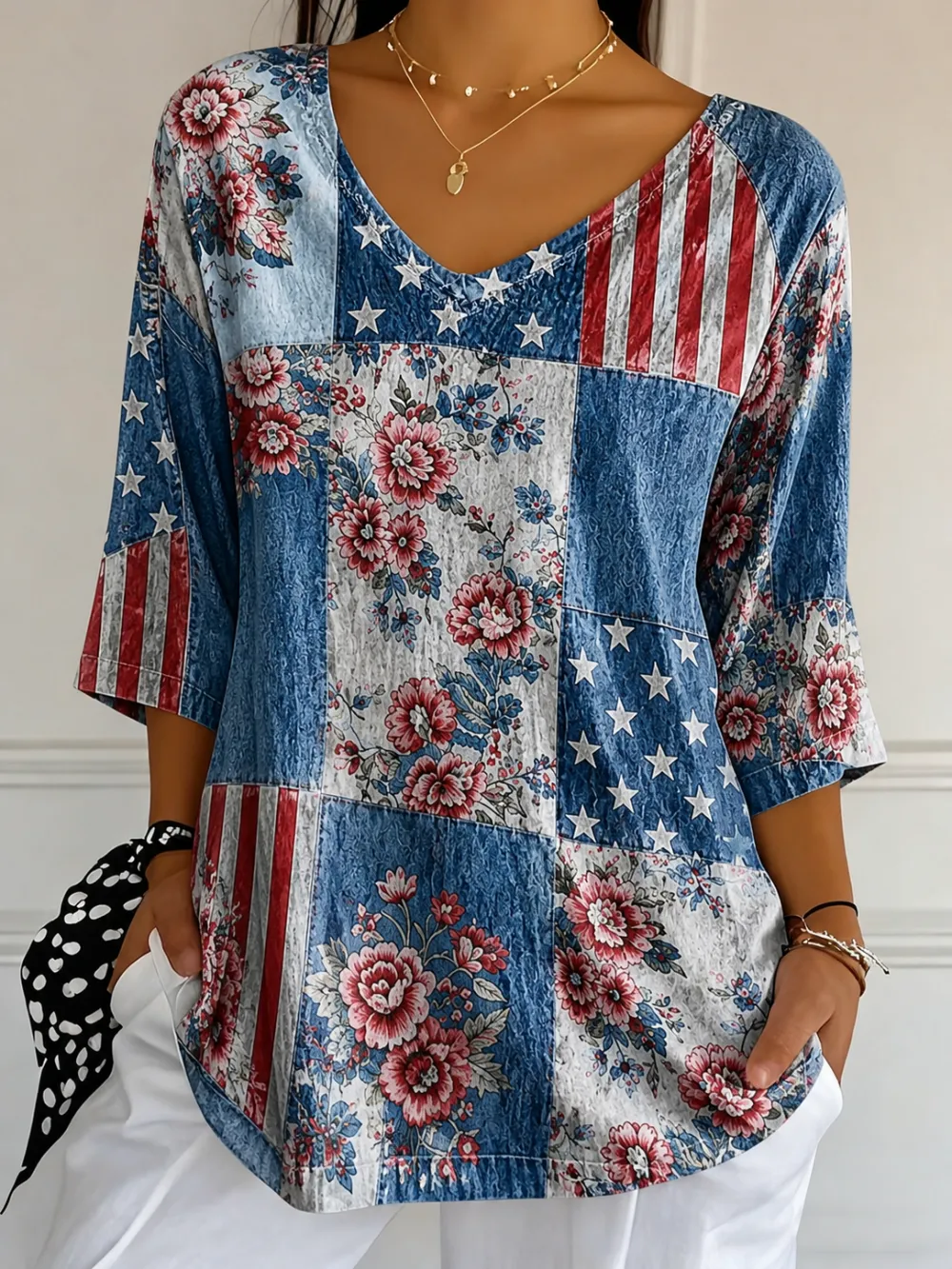 Women's US 250th Anniversary Casual Cotton-Linen Top