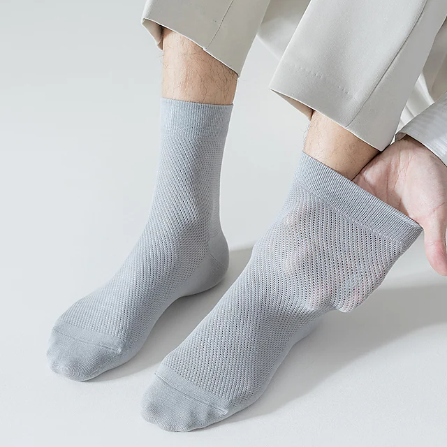 95% Cotton Mid Tube Socks  Pure Cotton Summer Mesh Thin Socks Solid Color Combed Cotton Socks Antibacterial And Odor Resistant Socks