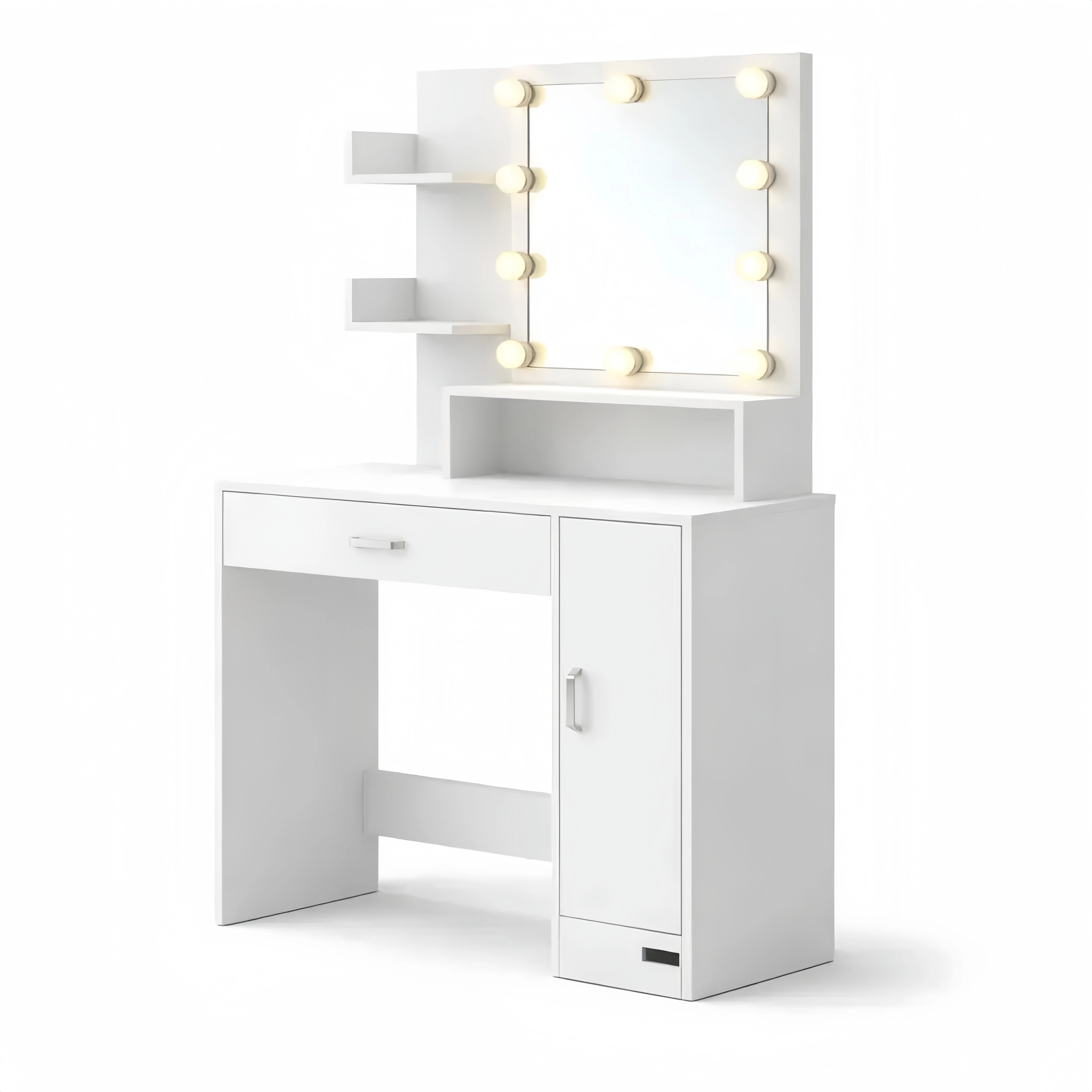 Tavolo da Trucco con Specchio e Ripiani Aperti