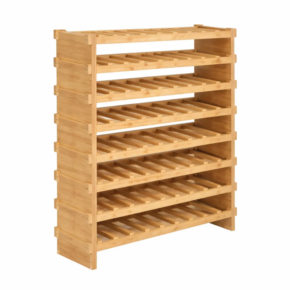 Portabottiglie Modulari in Bambù da 72 Bottiglie, Cantinetta Impilabile 8 Ripiani