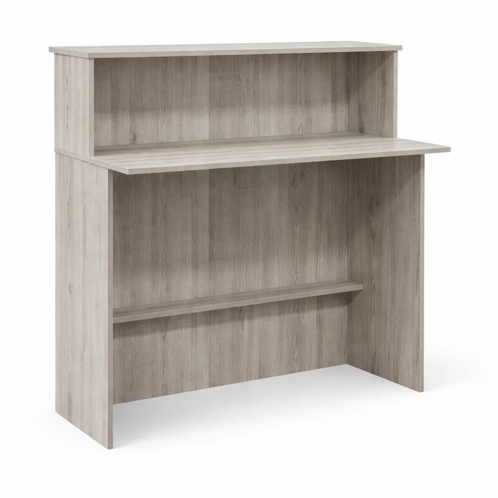 Banco di reception in legno grigio Sonoma, 100x50x103,5 cm, moderno e funzionale