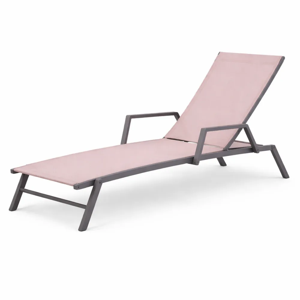 Lettino da Giardino Pieghevole con Schienale Regolabile e Portagiornali