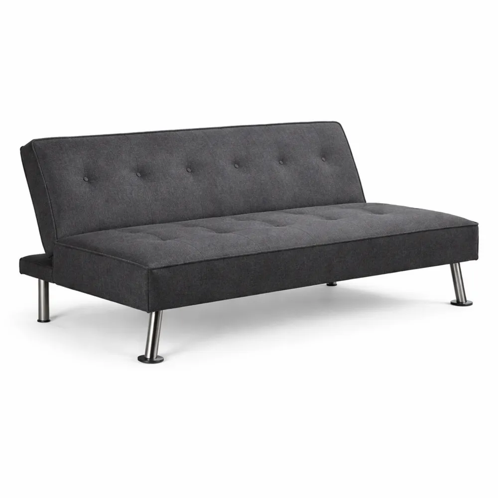 Divano Letto Reclinabile a 3 Posti con Gambe in Metallo, Grigio Scuro