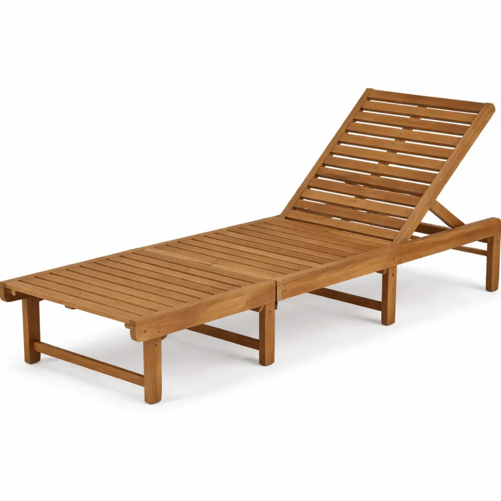 Lettino Pieghevole in Legno di Acacia per Esterni