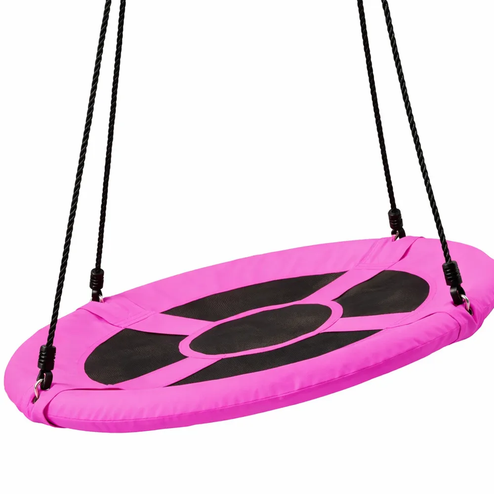 Altalena a Nido Rotonda per Bambini e Adulti, Regolabile fino a 150 kg, Ø 80 cm, Rosa