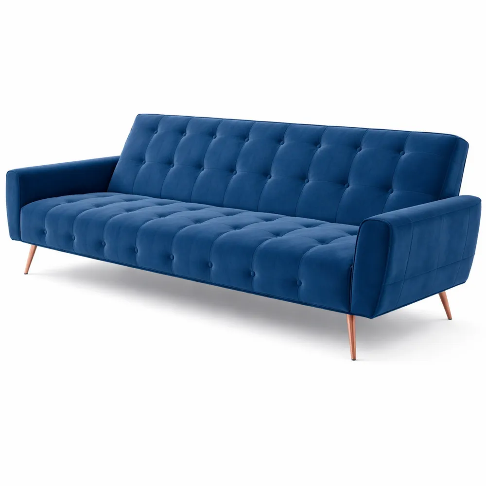 Divano letto a 3 posti in velluto blu notte