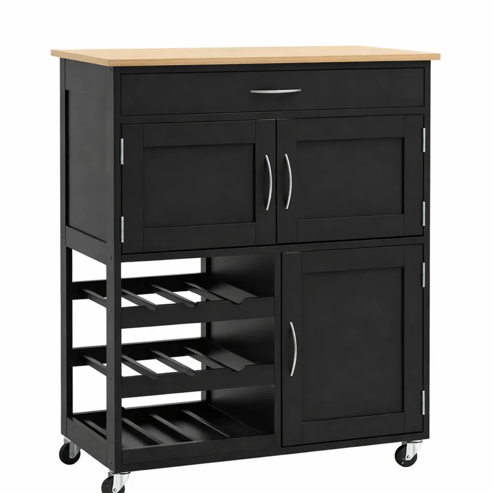 Carrello da Cucina Salvaspazio con Portabottiglie e Cassettiera