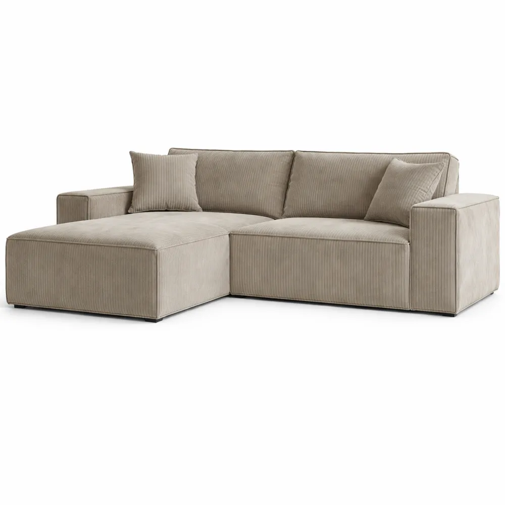 Divano angolare letto con contenitore facile da pulire in schiuma poliuretanica L sinistra beige