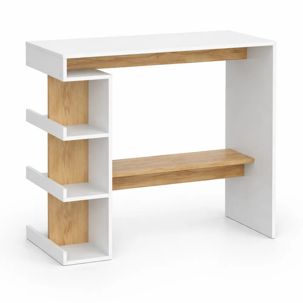 Set Tavolo da Bar con Sgabelli Stile Industriale Bianco